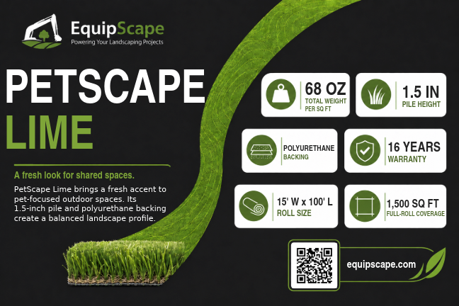 Official PetScape Lime turf tag with specifications