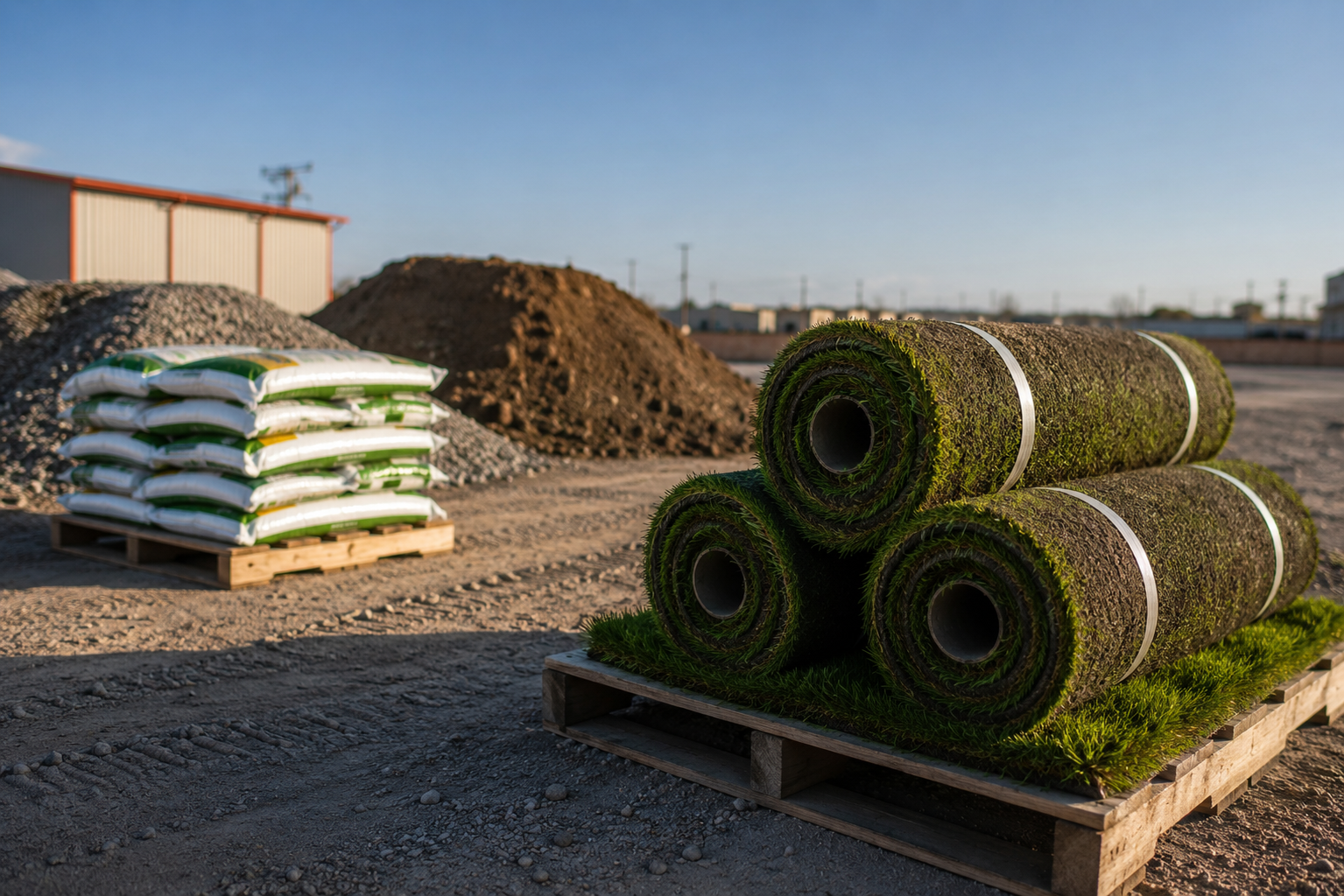 Xeriscape front yard with decomposed granite and stone borders built from EquipScape bulk materials